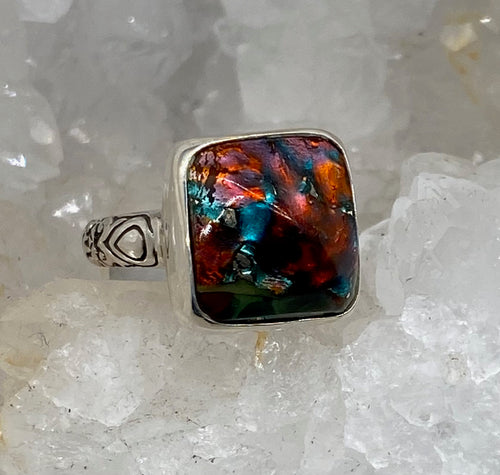Antique Button Leo Popper From NYC Button Factory late 1800s set in Sterling Silver Ring Size 8.5