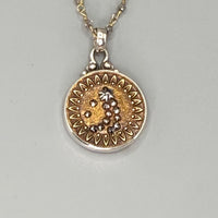 Victorian Metal with Steel Facet Stars Necklace set in Sterling Silver w/ 19" Facet Laboradite & Gold Rosary Accent