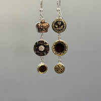 Asymmetrical Victorian Button Earrings set in Sterling Silver