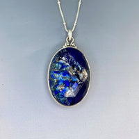 Leo Popper Large Oval Facet Button set in Sterling Silver accented w/ Sterling Silver Necklace