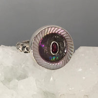 Victorian Carved Pearl w/ Ruby facet Center set in Sterling Silver Ring Size 7