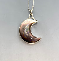 Victorian Shell Pearl Moon Button Set in Sterling Silver w/ Sterling silver Satellite Chain