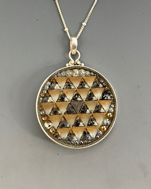 Victorian Lacy Button set in Sterling silver w/ Sterling Silver Necklace