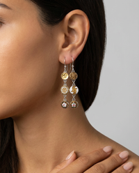 Victorian Assymetrical Button Earrings set in Sterling Silver — worn on model
