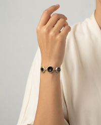 Victorian Velvet Perfume Buttons set in Sterling Silver Bracelet 8-1/4 — worn on model