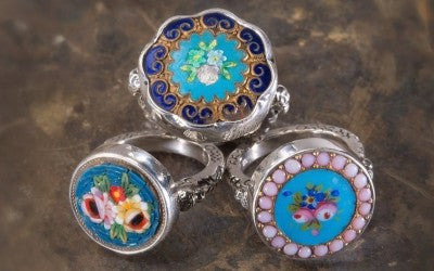 Hand Painted Enamel antique buttons