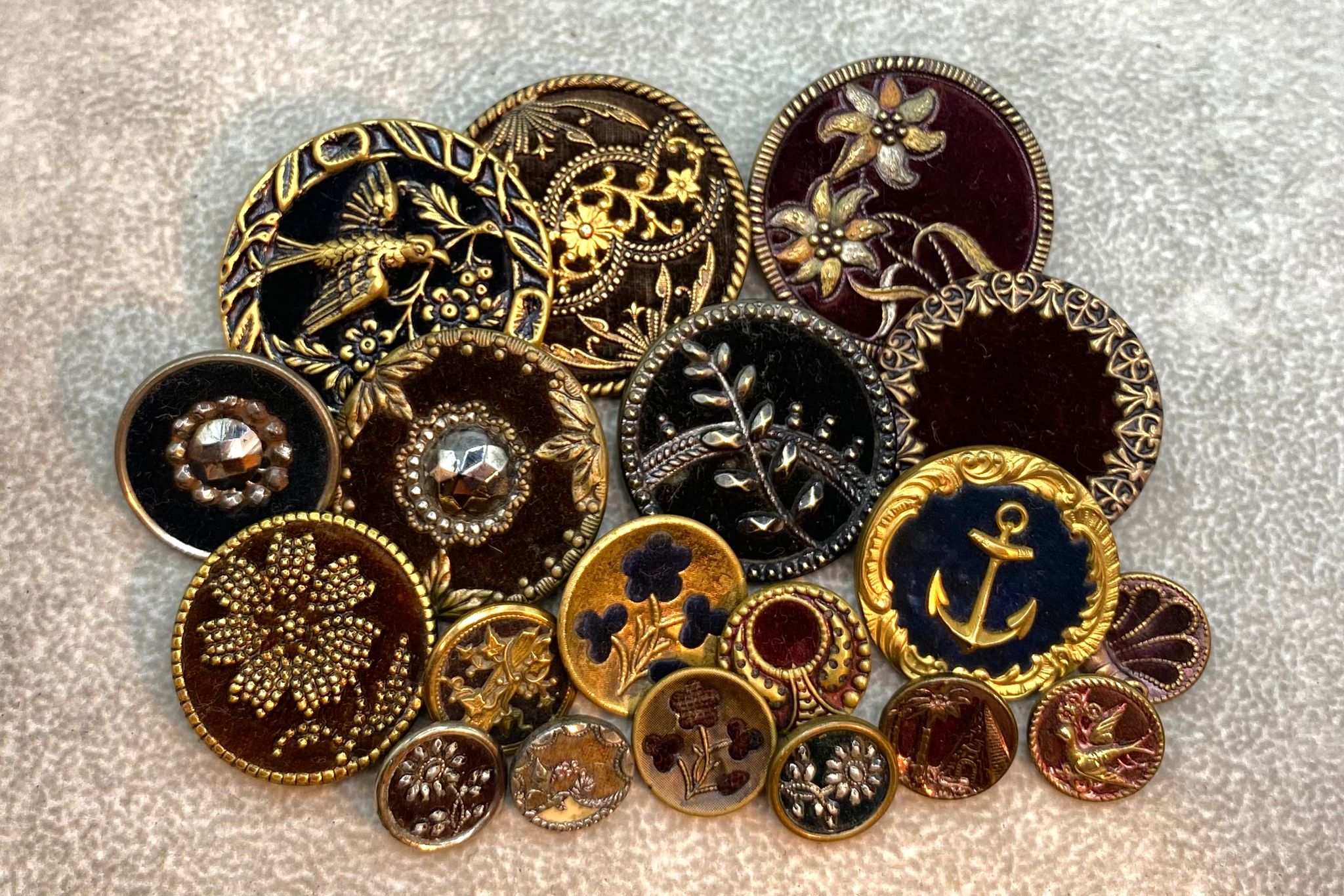 Victorian Velvet Perfume antique buttons