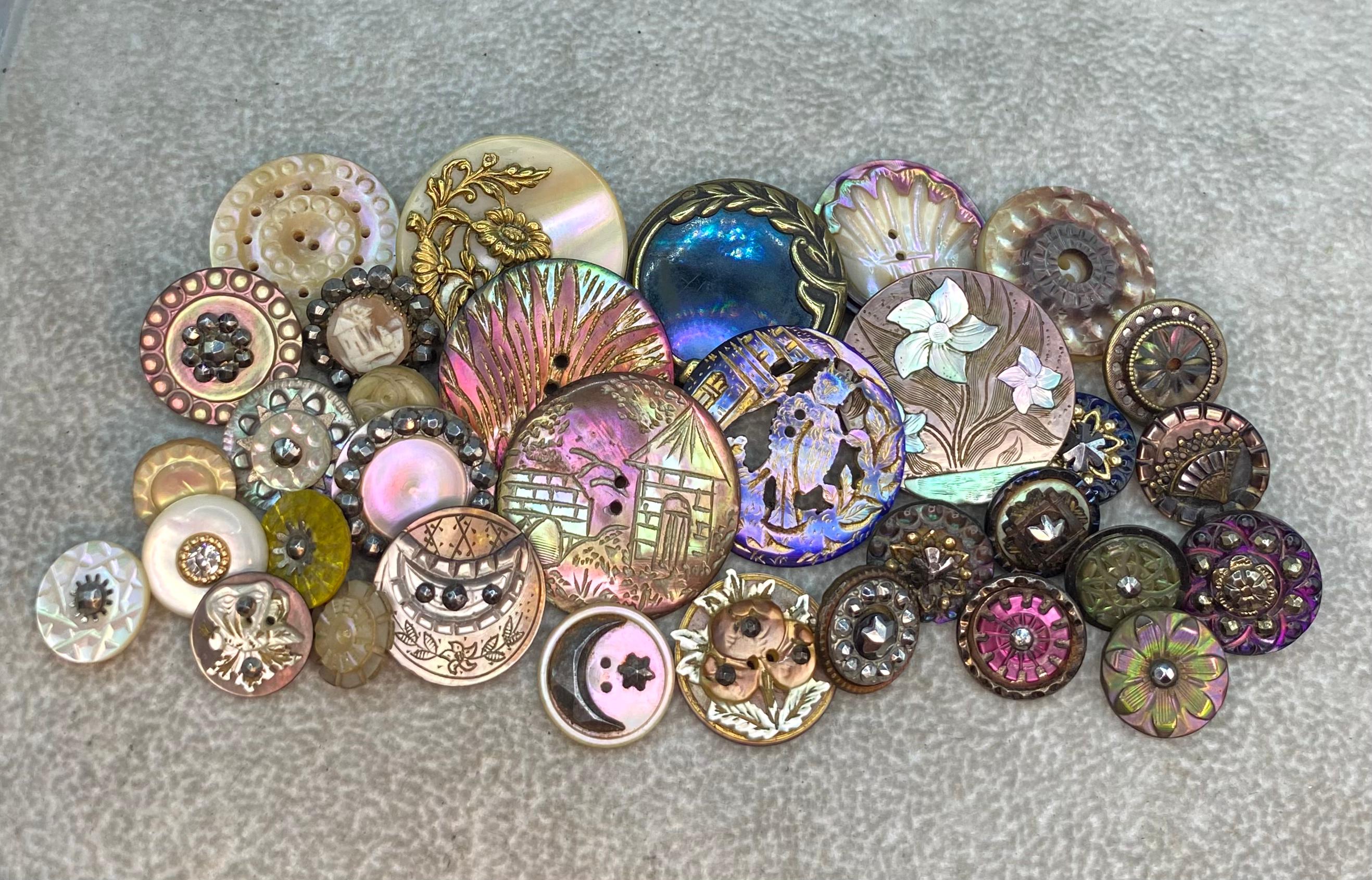 Carved Shell & Pearl antique buttons