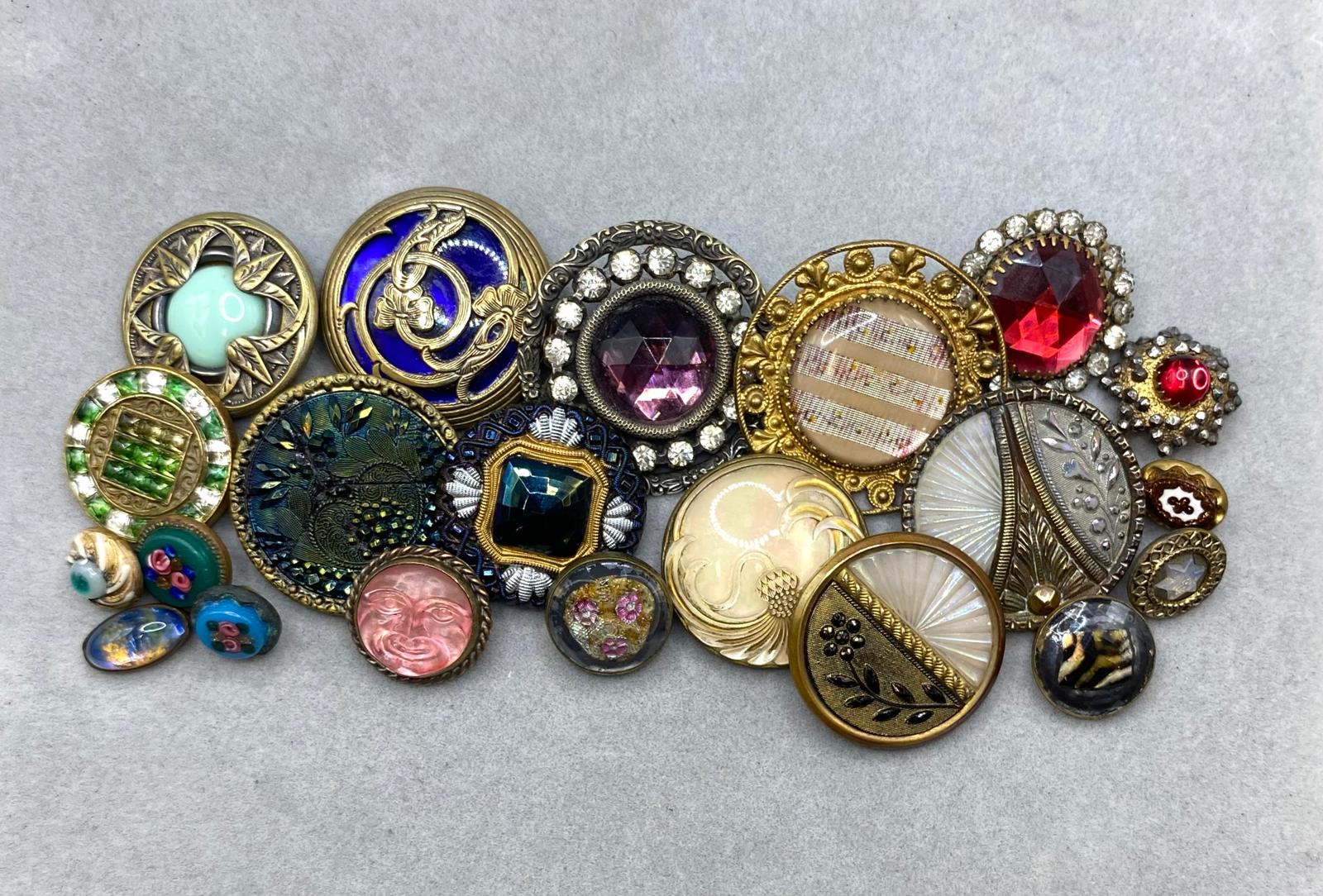 Jeweled Celluloid antique buttons