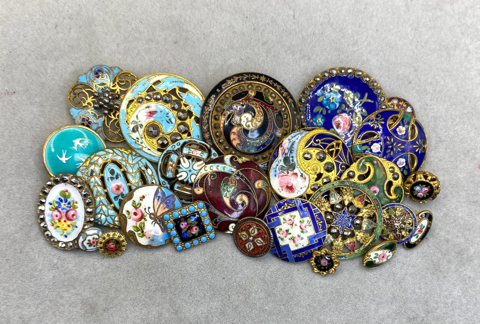 Hand Painted Enamel antique buttons