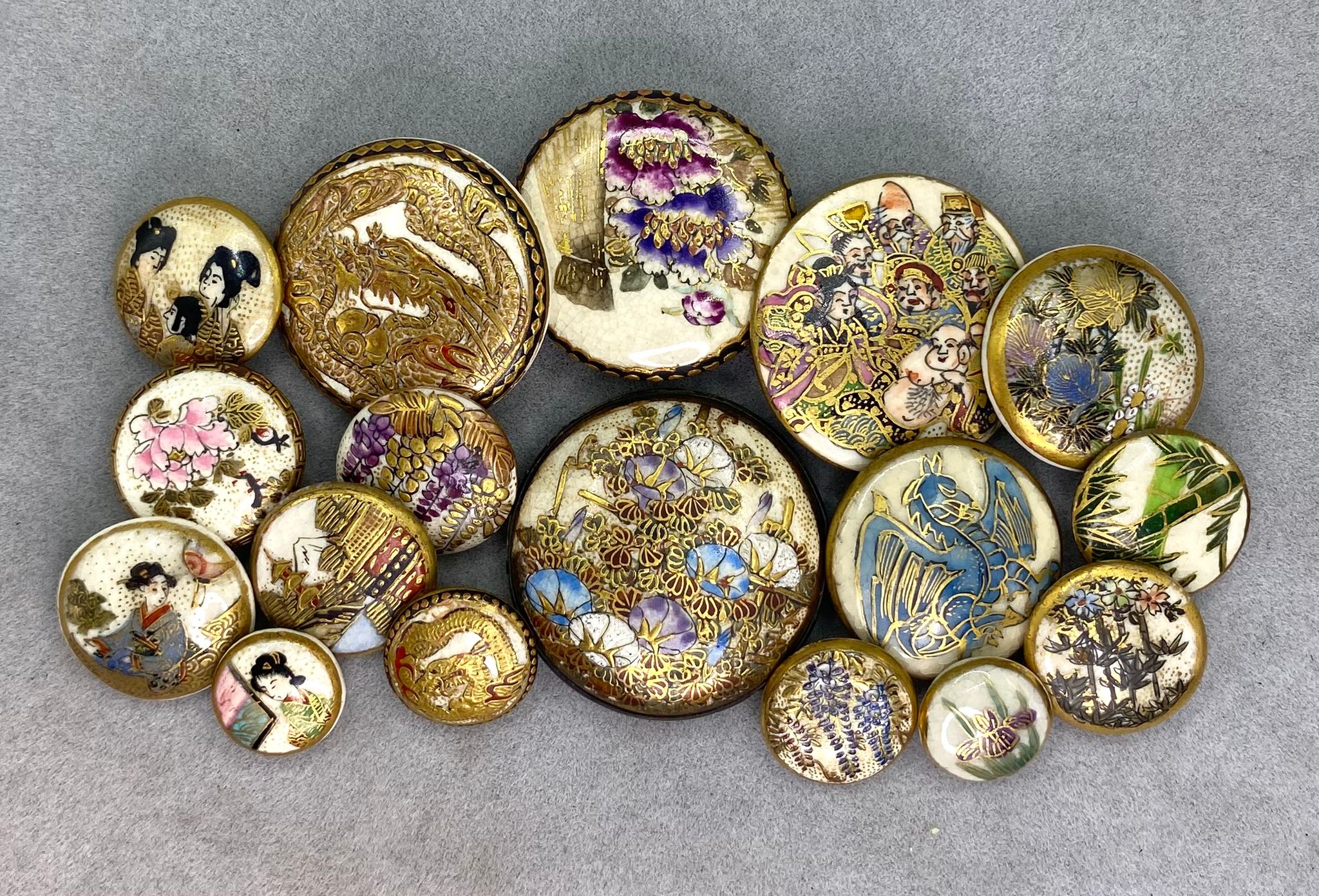 Hand Painted Satsuma antique buttons
