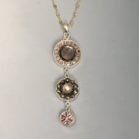Victorian Three Button Drop Necklace  set in Sterling Silver Pendant w/ labradorite Stone necklace