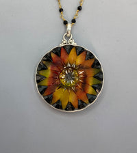 Victorian Large Lacy Czech Glass Button Set in Sterling Silver With Facet Spinnel Chain