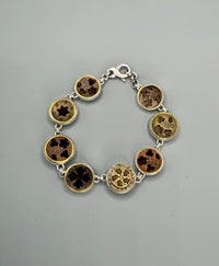 Victorian Burgundy Velvet Perfume Buttons set in Sterling Silver Bracelet 8-1/4"