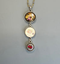 Victorian 3 Button Drop Necklace set in Sterling Silver w/ Labradorite facet stone Necklace Accent