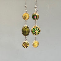 Asymmetrical Victorian Button Earrings set in Sterling Silver