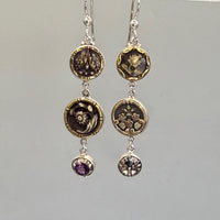 Asymmetrical Victorian Button Earrings set in Sterling Silver