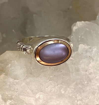 Victorian Saphiret in Metal Button Set in Sterling Silver  Ring Size 7