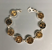 Ornate Gold Luster Czech Republic Glass Button Bracelet