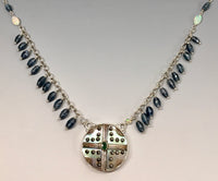 Victorian Carved Pearl with Steel Facet & Topaz Accent set in Sterling Silver