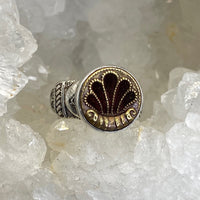 Victorian Velvet Perfume Button set in Sterling Silver size 10